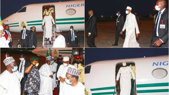 Photos emerge as President Buhari returns to Abuja after Saudi trip