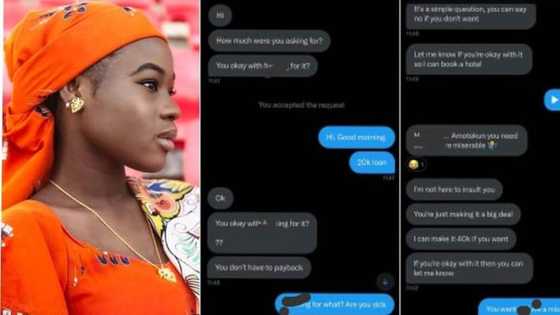 "He wants to sleep with me": Lady exposes chat after sliding into man's DM to request for loan, people react