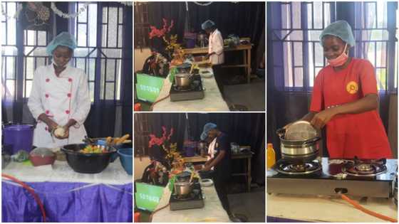 Chef Dammy has cooked for 53 hours, she's 47 hours away from reaching Hilda's record, her gas cooker on