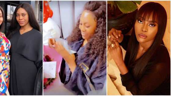 Balling hard: BBNaija Lilo’s sister stays calm as reality star sprays her several $100 bills on birthday