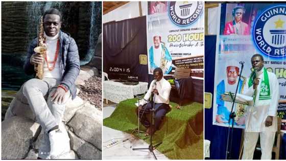 Nigerian man begins singing for 200 hours in Lagos as he gets Guinness World Records' approval, video emerges