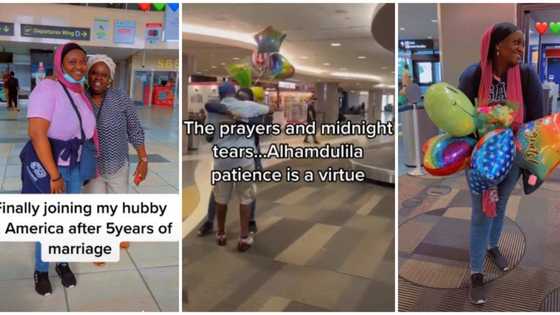 "Don't keep friends": Video emerges as Nigerian man flies wife to join him in US 5 years after they wedded