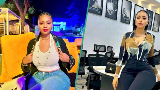 Regina Daniels adorns green Ankara dress, looks gorgeous, fans react: "This editing is too much"