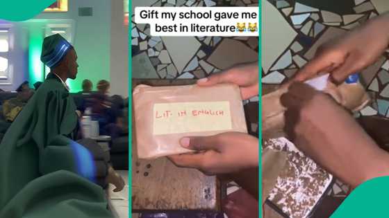 Best student in literature shows gift his school gave him, triggers reactions: "Wetin be this?"