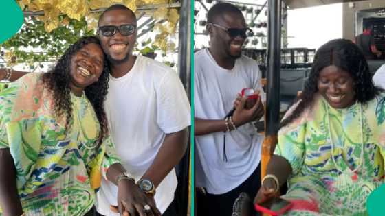 Nigerian man proposes to his girlfriend with beautiful cake, she happily accepts