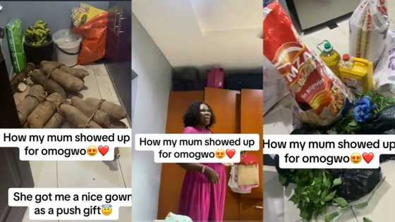 "May my mum be alive to witness my Omugwo": Mother visits daughter with gift after she gives birth