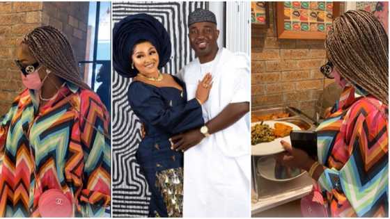 He wants to feed me fat: Mercy Aigbe piles plate with food as hubby Adekaz treats her to expensive buffet