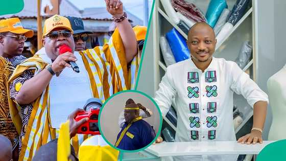 Leap of faith? Celebrity tailor Seyi Vodi takes Adeleke's measurements ahead of Osun election
