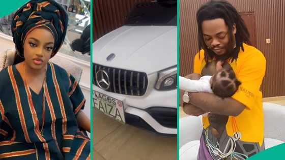 Sotayo Gaga's baby turns 6 months, receives customised Benz from Olamide: "E remain driver"