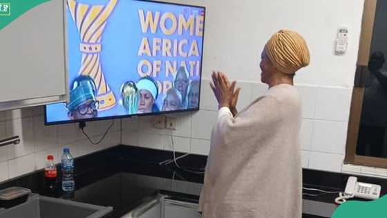 Super Falcons: Viral photo shows Remi Tinubu in the Kitchen watching WAFCON final