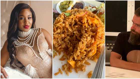 "Stop by in Lagos, let me give you better": Erica shoots her shot as Twitter's Jack Dorsey enjoys Ghana jollof