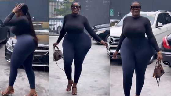 "See problem": Thick black lady with fine shape catwalks on road, video causes buzz