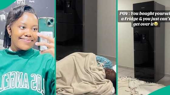 Emotional lady sleeps beside new fridge she bought, says she can't get over it