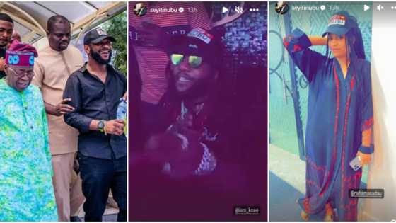 “Them collect money wan hide”: Tinubu’s son shares snaps of KCEE, Rahama Sadau rocking his dad’s campaign cap