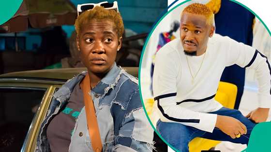 Zubby Michael's priceless reaction as Mercy Johnson demonstrates bottle-breaking trick on set trends