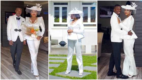 "Beautiful bride": Nigerian lady steps out for her wedding wearing trousers and Peplum Top, video goes viral