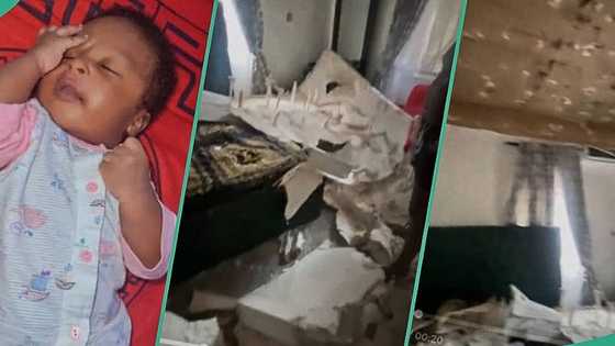 Nigerian father grateful as baby comes out without scratch after POP ceiling fell in bedroom