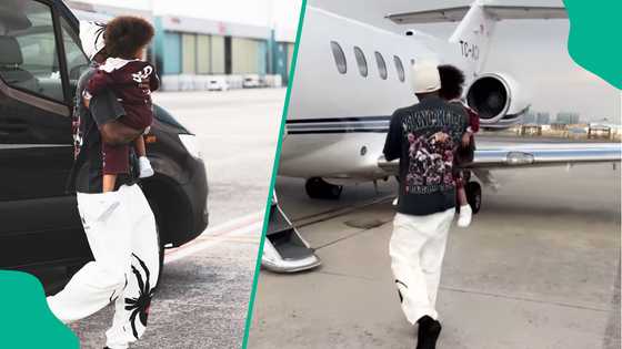 Super Eagles star Victor Osimhen travels in style on private jet with daughter, video
