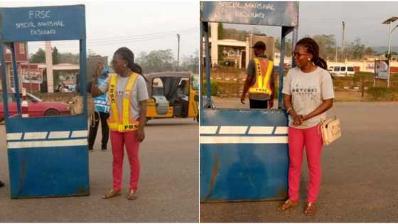 Young Nigerian lady receives huge praises on social media after controlling traffic