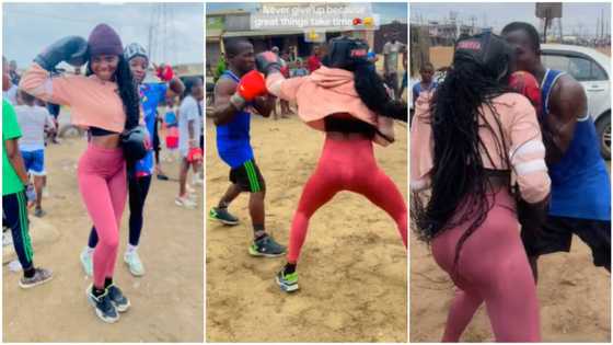 "Na you be boyfriend": Nigerian lady trains as pro boxer, takes heavy punches from man
