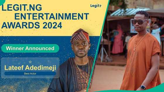 Lateef Adedimeji, wife & colleagues react as he emerges best actor at Legit Awards: "Superstar"