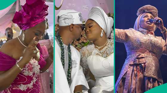 Funke Akindele welcomed by Tope Alabi at daughter's private wedding ceremony, video emerges online