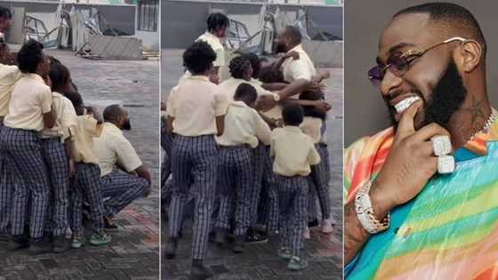 "OBO too humble": School children over the moon as they hug and take photos with Davido