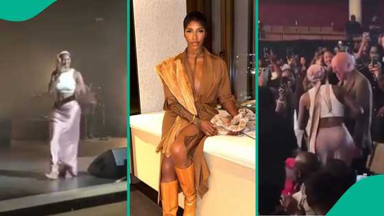 Tiwa Savage spots her English teacher in the crowd as she performs on stage, her reaction trends