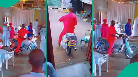 "Money speaks": Man buys brand new okada, rides it inside church to show off, clip causes stir