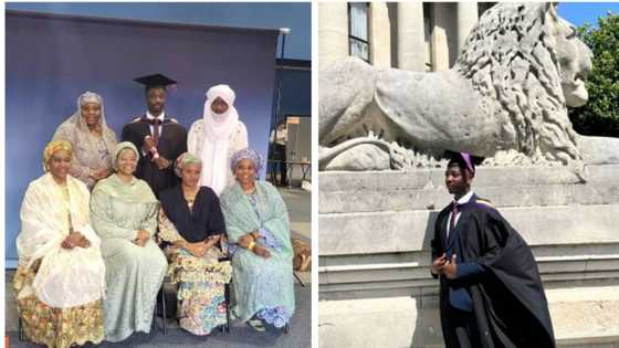Hotunan dan tsohon sarkin Kano, Sanusi Lamido, yayin da ya kammala karatu da digiri mafi daraja a jami'ar UK