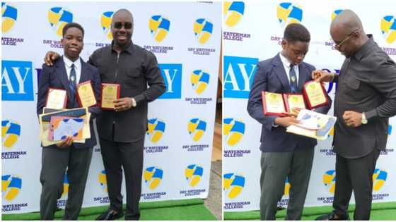 "You deserve a proper vacation": Billionaire dad Obi Cubana proudly says as son Alex bags 10 awards in school