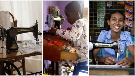 "Who taught him?" Sharp little boy mounts his mum's sewing machine, amazing video stuns Nigerians