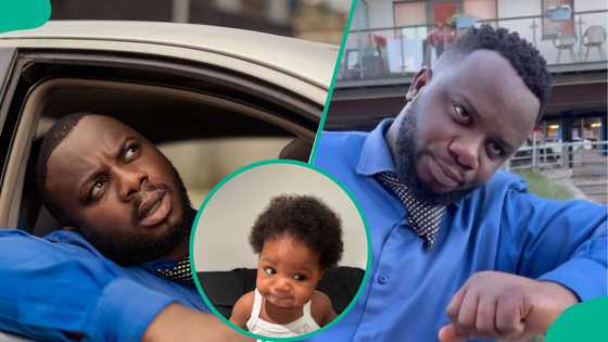 Comedian Sabinus proudly shows off his little daughter’s funny facial expressions: “No DNA needed”