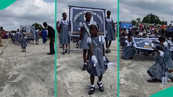 Bold little girl marches like soldier on Children's Day, her performance wows crowd at event