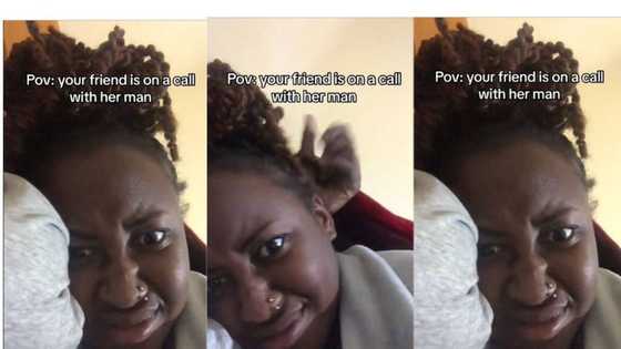 "She is gone gone": Lady shows friend's reaction whenever she talks to her boyfriend in video