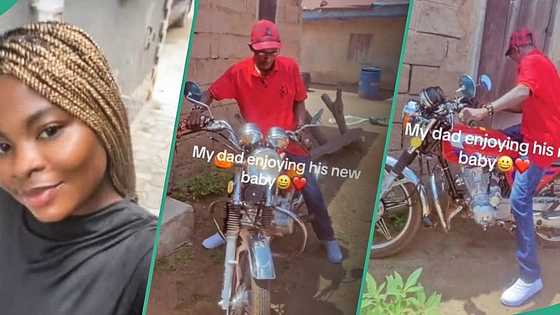 Nigerian lady captures her father's reaction after gifting him a new motorcycle, video trends