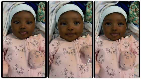 "Who born my pikin?": Video of little baby girl with blue eyes & cute smile surfaces online