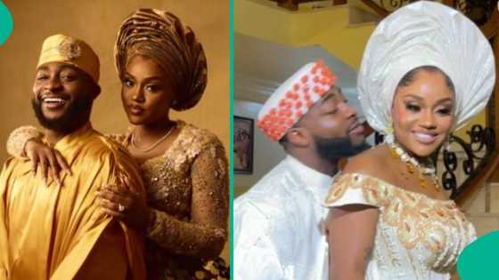 Chivido: Chioma finally emerges in 2nd traditional wedding outfit, matches with Davido’s Igbo attire