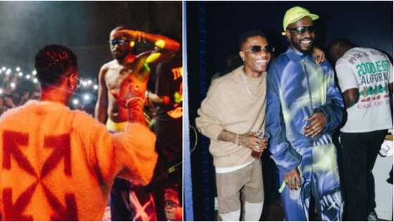 "Big Wiz don't chase clout": Fans scream as Wizkid makes surprise appearance on stage at BOJ's London show