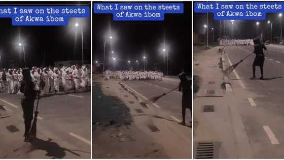 "I dey fear these people": Nigerian man shares video of group he saw early morning in Akwa Ibom