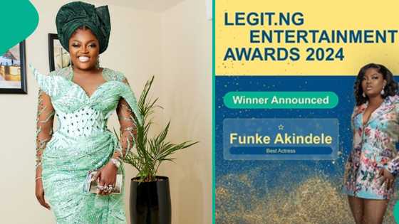 Funke Akindele excitedly celebrates her win as Best Actress at Legit Awards: "This is for my fans"