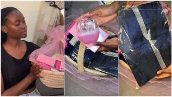 Nigerian lady gets special asoebi package delivered to her house, it has pedicure set, face wash device