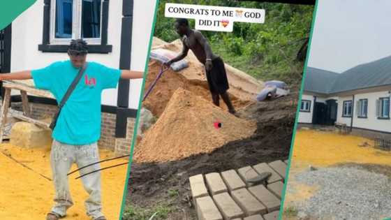 Nigerian man finally completes his first building project, shares video of finished work