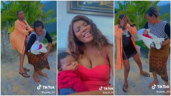 "I don't want this omugwo to end": Nigerian lady dances as mother-in-law carries her newborn child in video