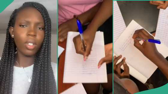Lecturer punishes student who missed class by asking her to write until exercise book is filled