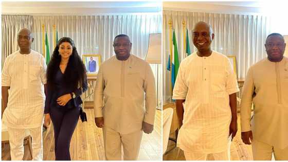 Regina Daniels, husband Ned Nwoko hosted by President of Sierra Leone, all three sighted in photos