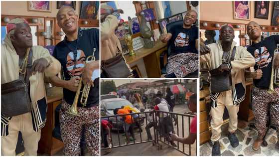 “Came to pay homage”: Portable visits Afrika Shrine, stresses Femi Kuti made him sit down, fans react to video