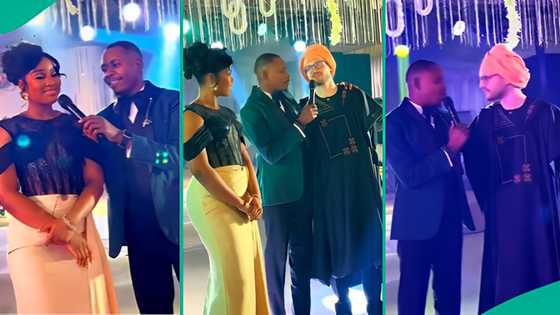 MC turns matchmaker as he pairs beautiful Nigerian lady and oyinbo man at wedding party