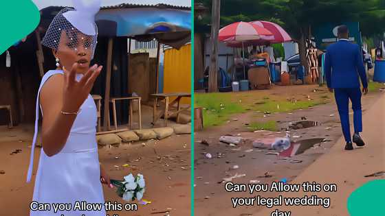 Bride hilariously complains on road as she and groom trek to court wedding venue: "It's not nice"