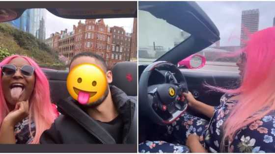 New boo? DJ Cuppy takes a spin in her Ferrari with mystery man, keeps his face hidden